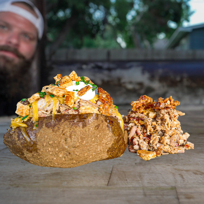 Crispy Pork Loaded Baked Tater!